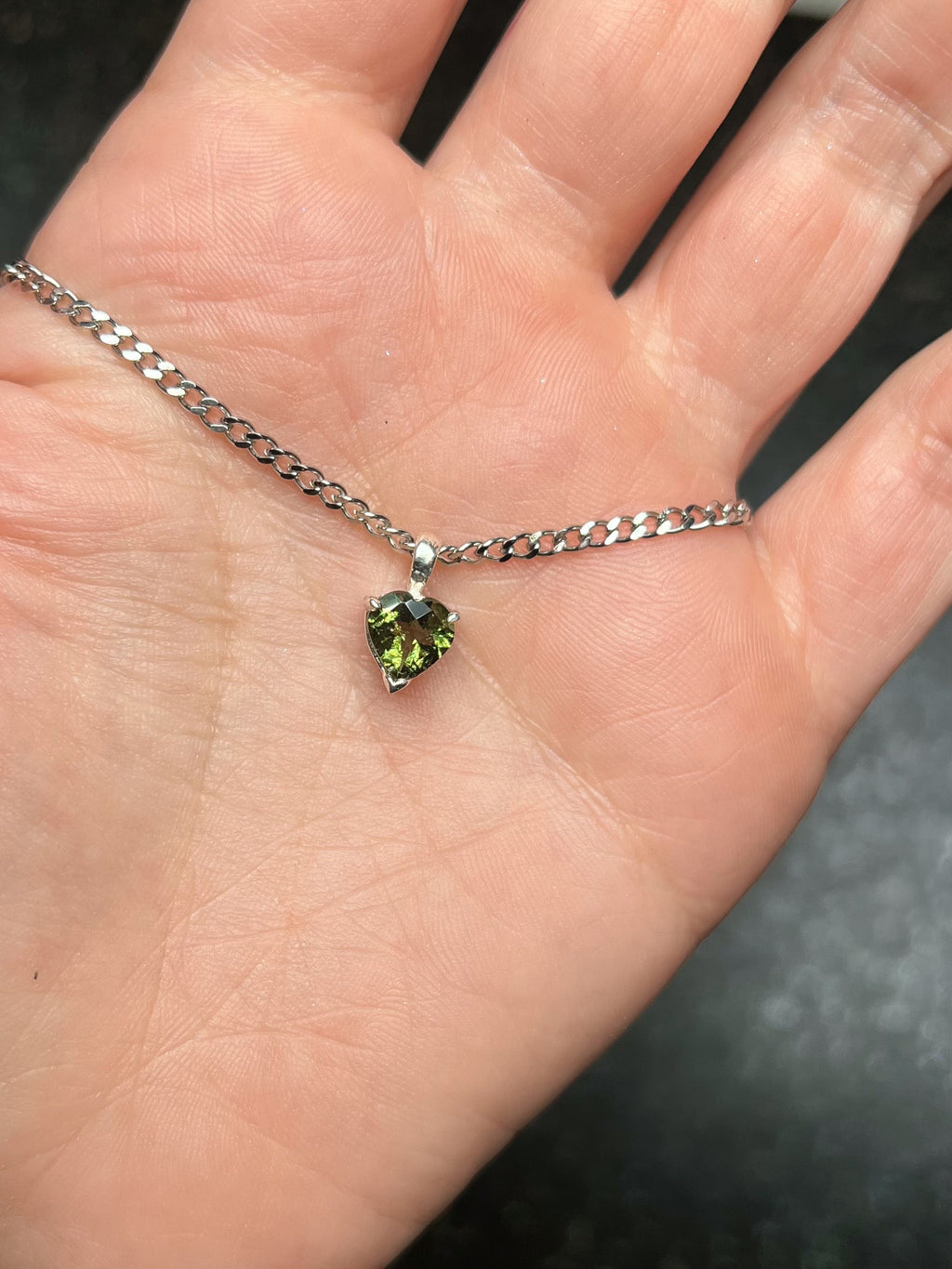 💚 Faceted Moldavite Heart Necklace - 925 silver & 14K gold 💚